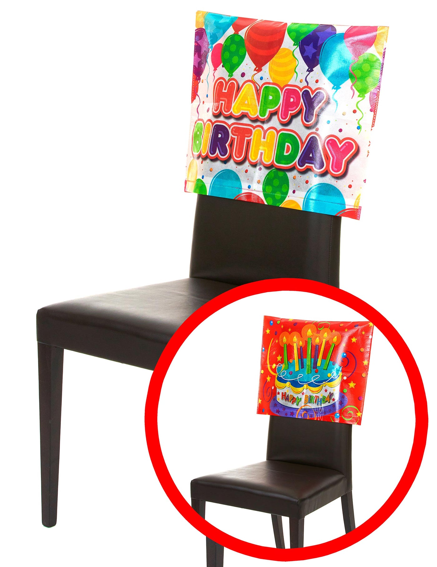 Housse de chaise happy birthday 38 x 48 cm en plastique