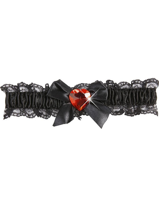 Jarretière sexy dentelle noire cœur rouge femme