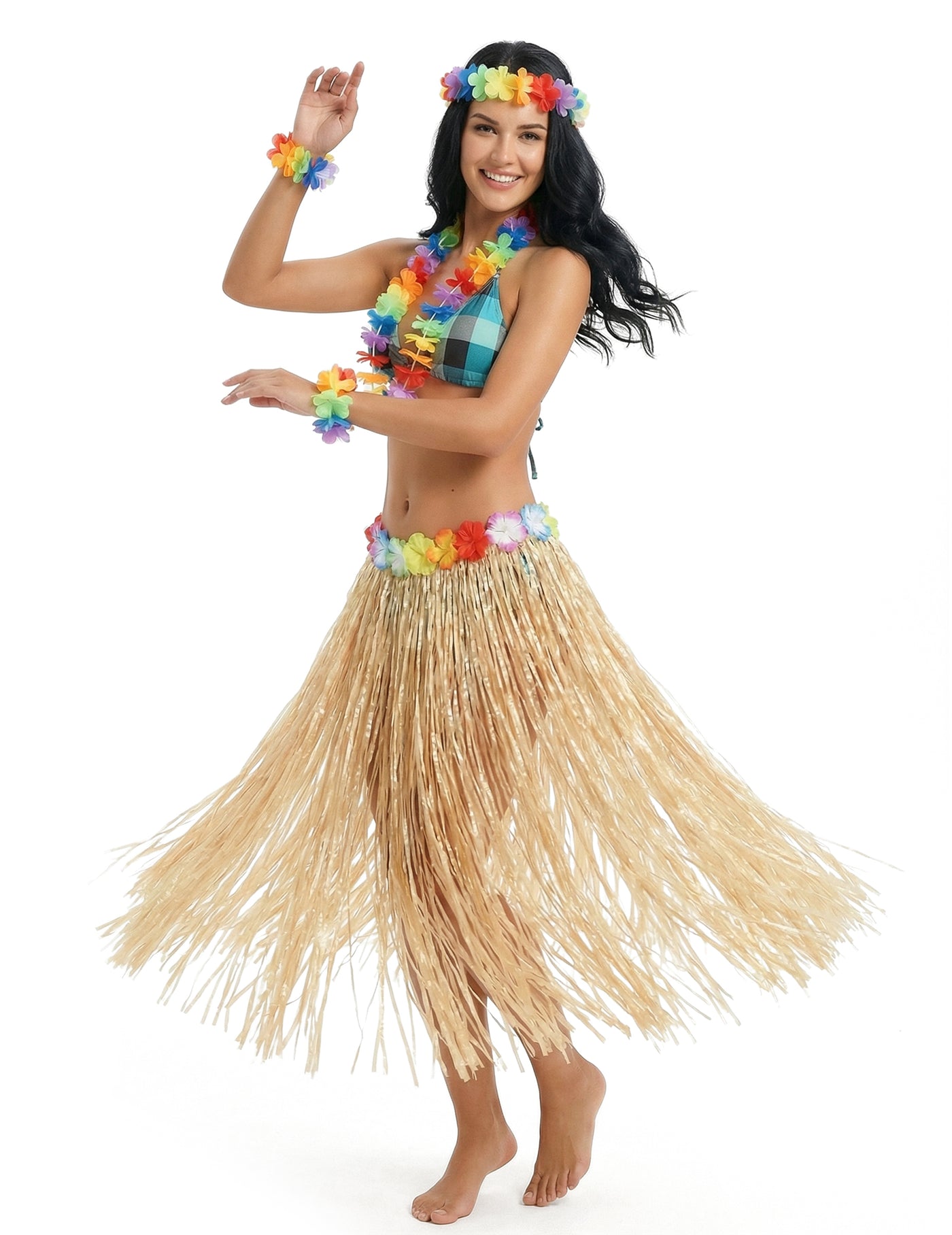 Jupe hawaïenne longue naturelle adulte