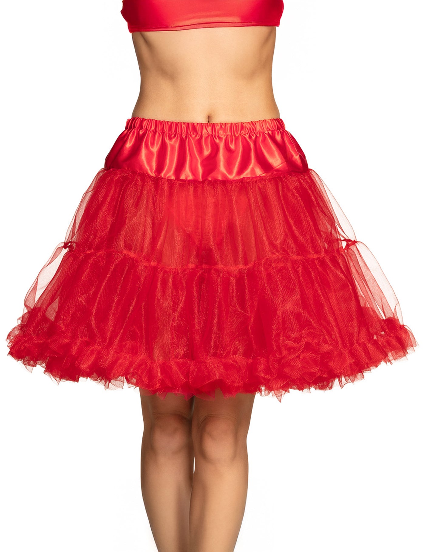Jupon mi-long rouge femme