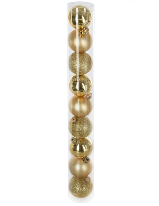 9 boules de Noël dorées 6 cm aux finitions variées