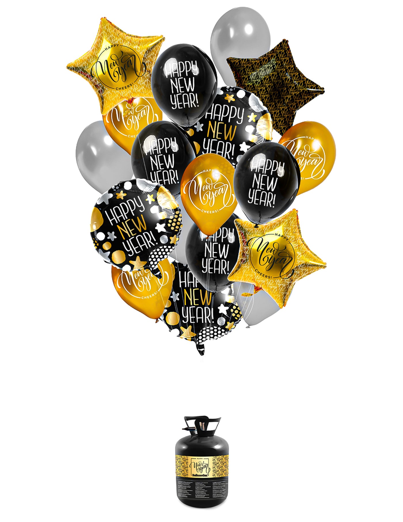 Kit bouquet de ballons avec hélium Happy New Year