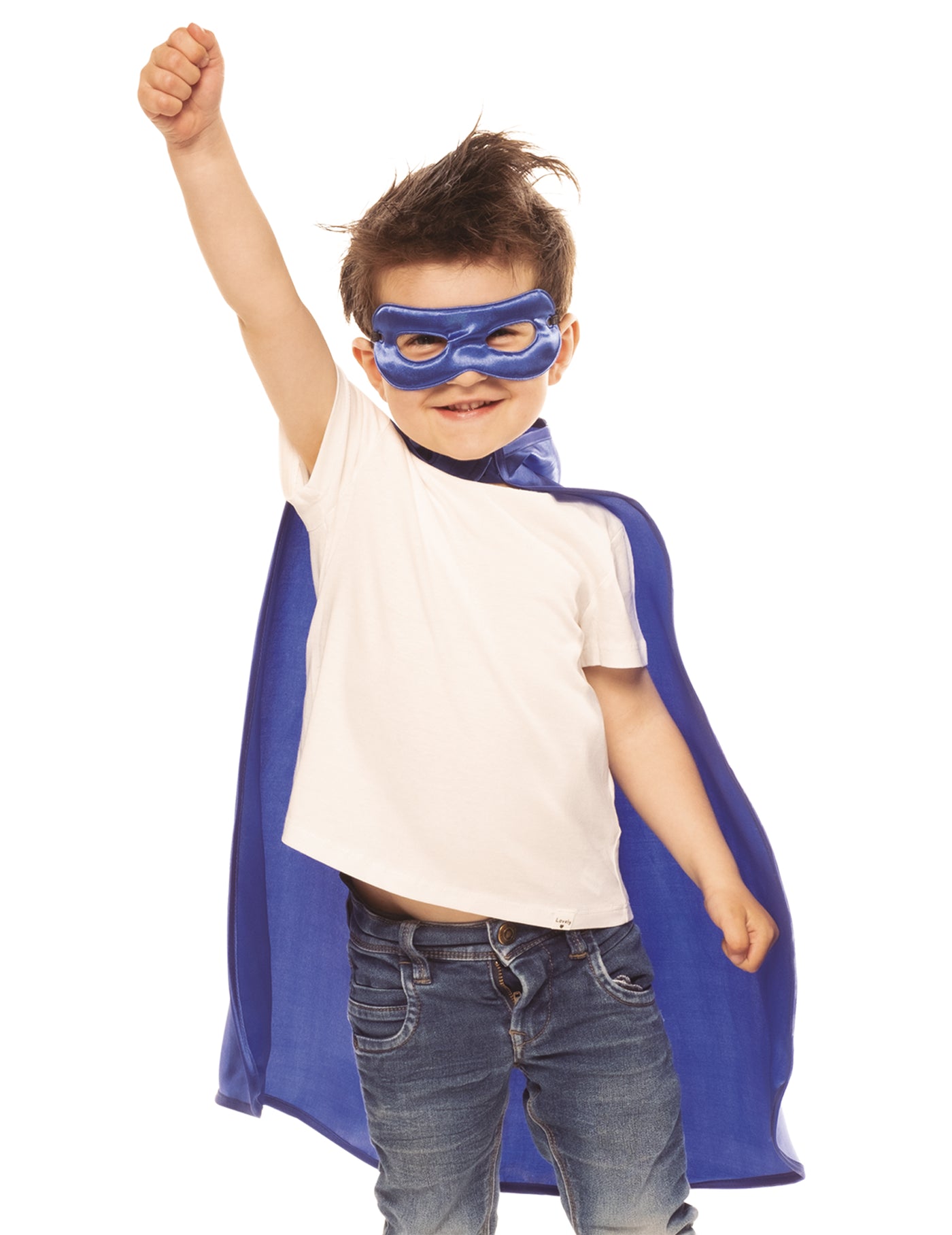 Kit cape et masque de super-héros bleu enfant