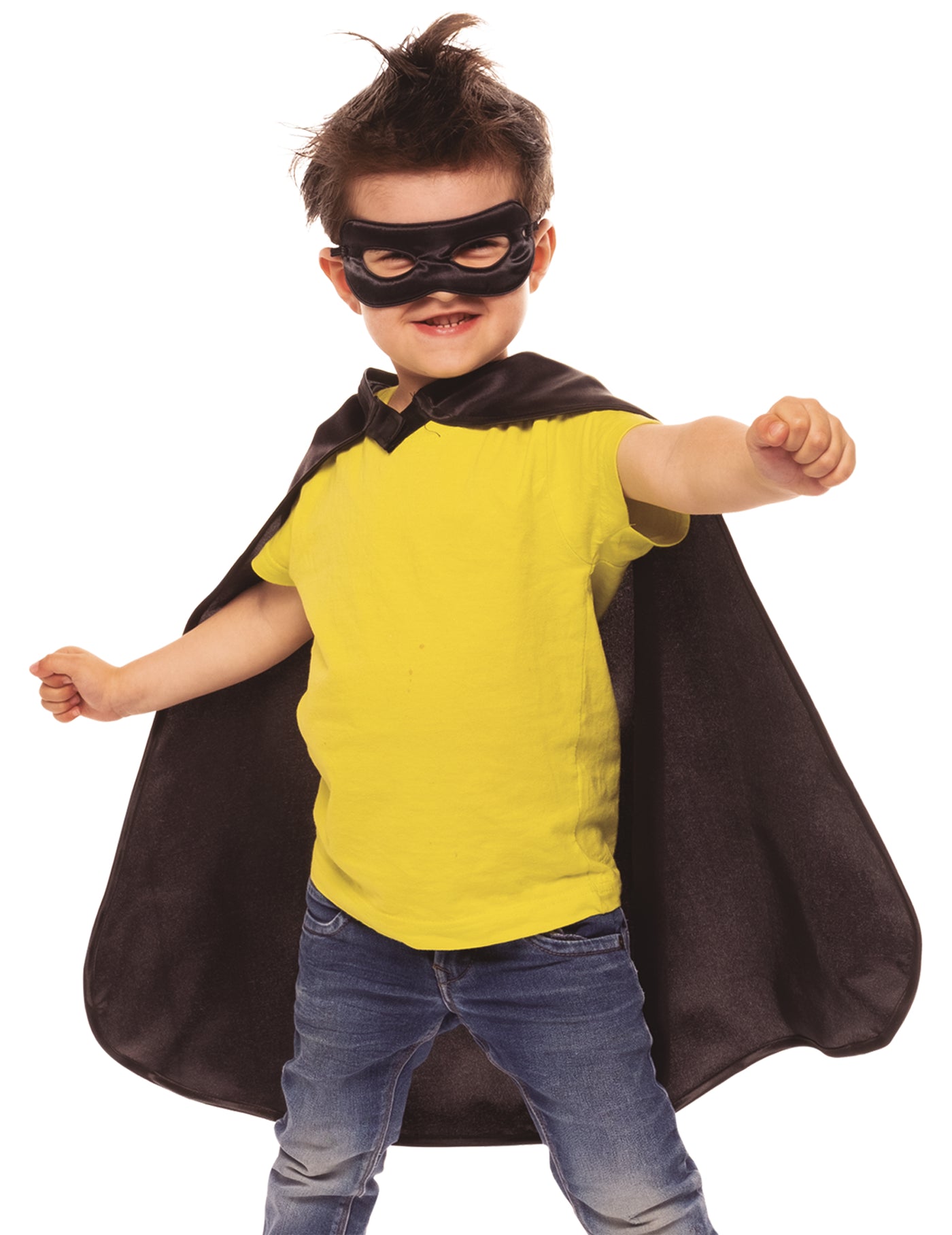Kit cape et masque de super-héros noire enfant
