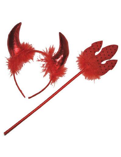 Kit diablesse rouge avec plumettes adulte Halloween