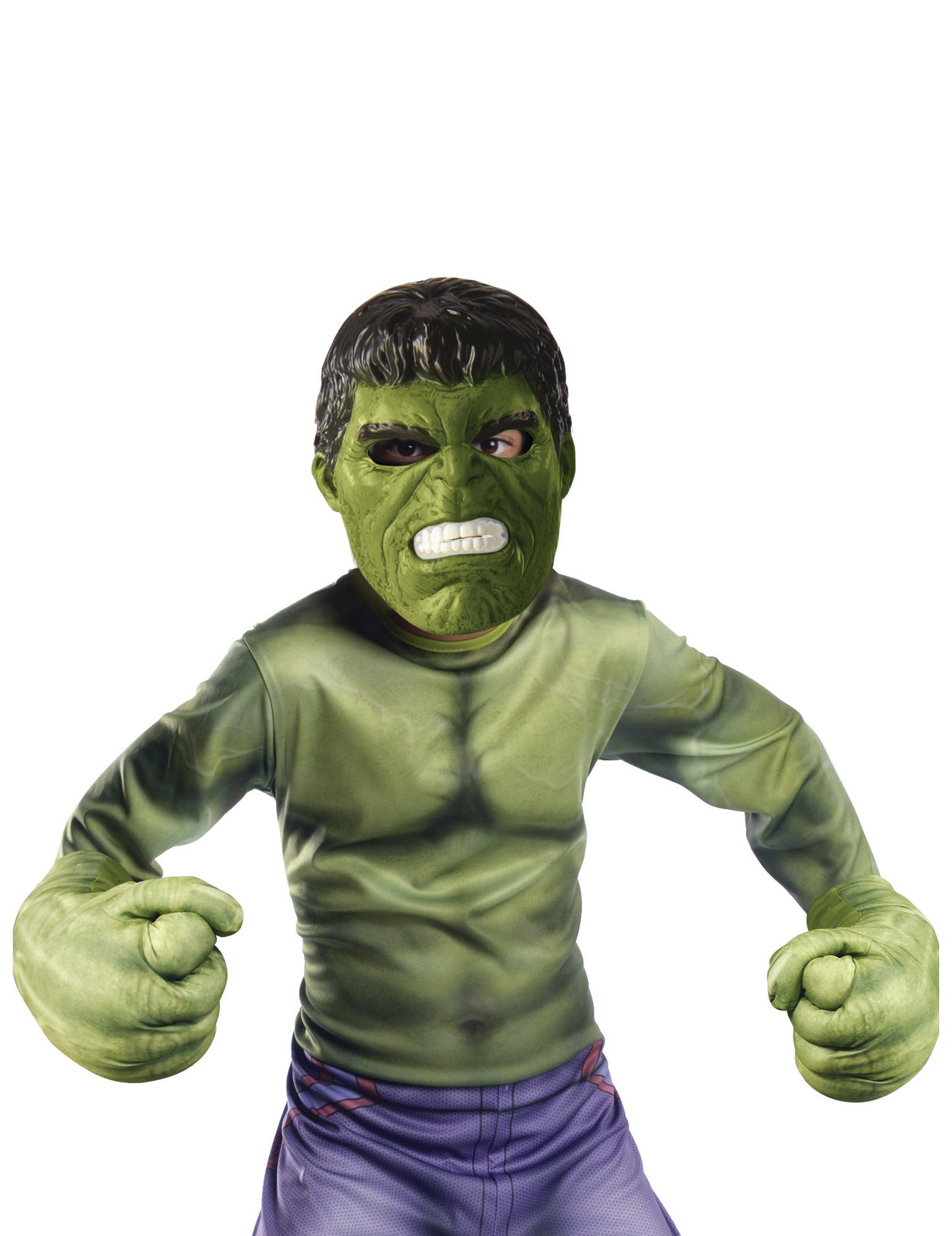 Kit masque et gants géants Hulk enfant