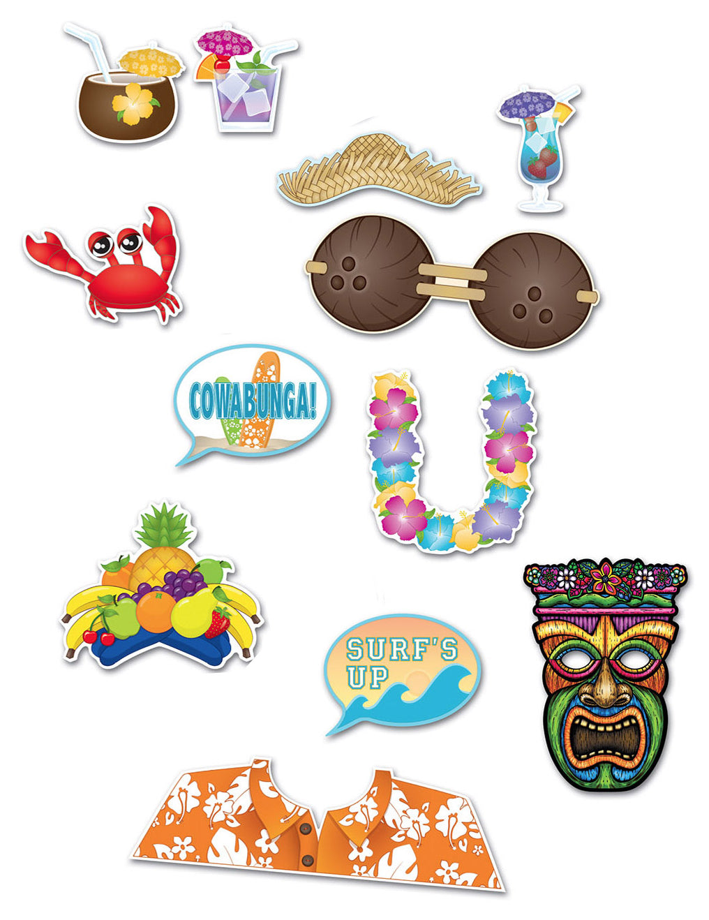 Kit photobooth Hawaï 12 accessoires