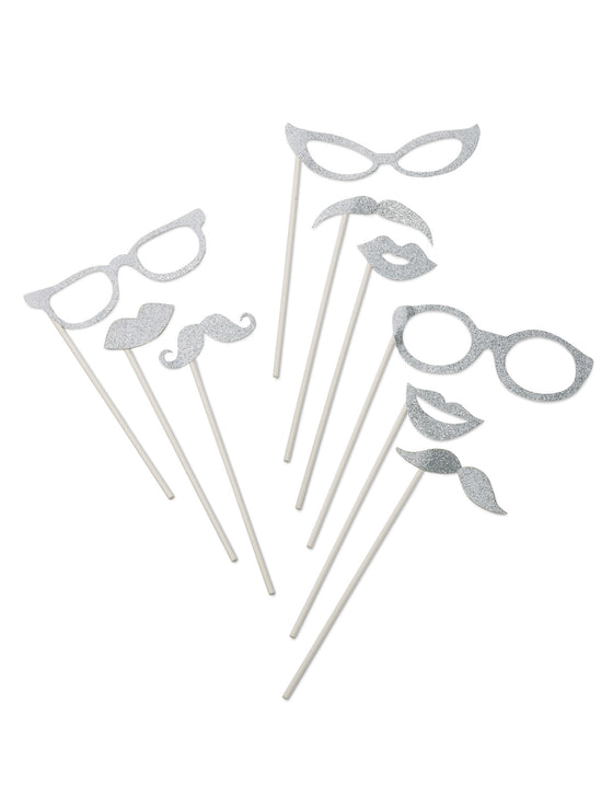 kit photobooth argent pailleté 9 pièces