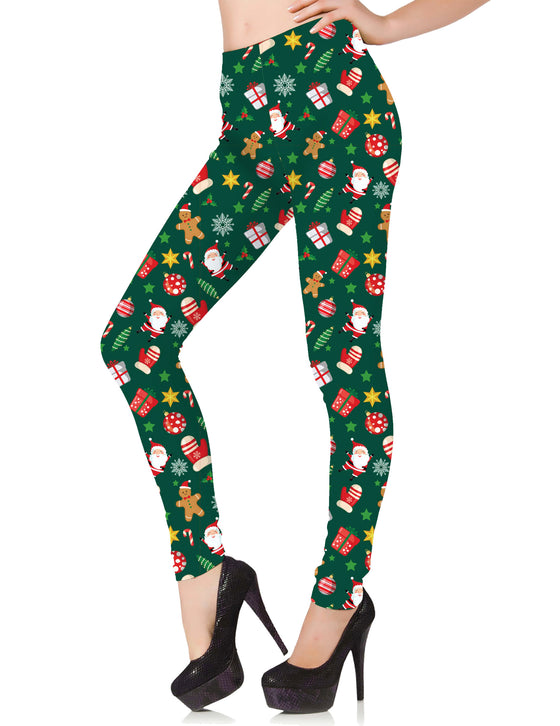 Legging vert à motifs de Noël femme