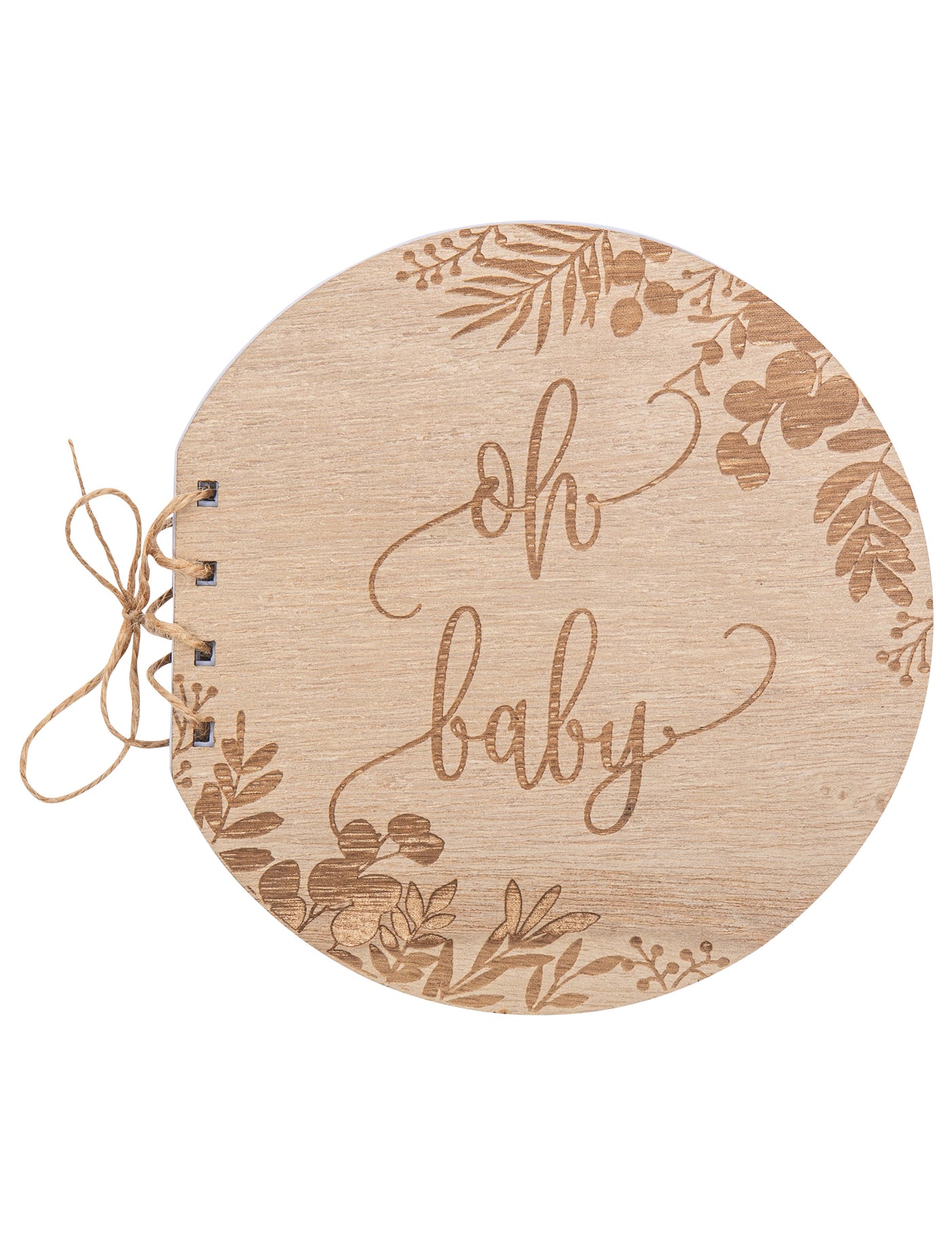 Livre d'or en bois oh baby eucalyptus rond 16 x 16,5 cm 68 pages