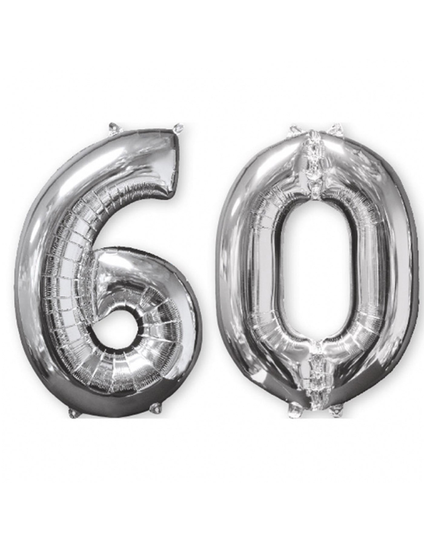 Lot de 2 ballons aluminium 66 cm chiffre argent 60