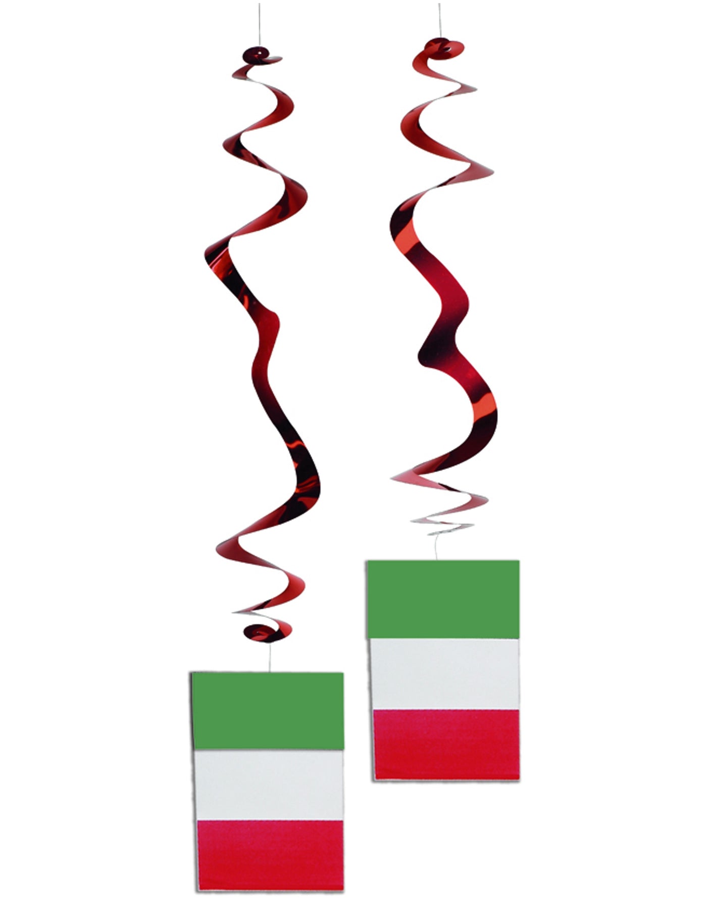 Lot de 6 suspensions métallisées drapeau Italie
