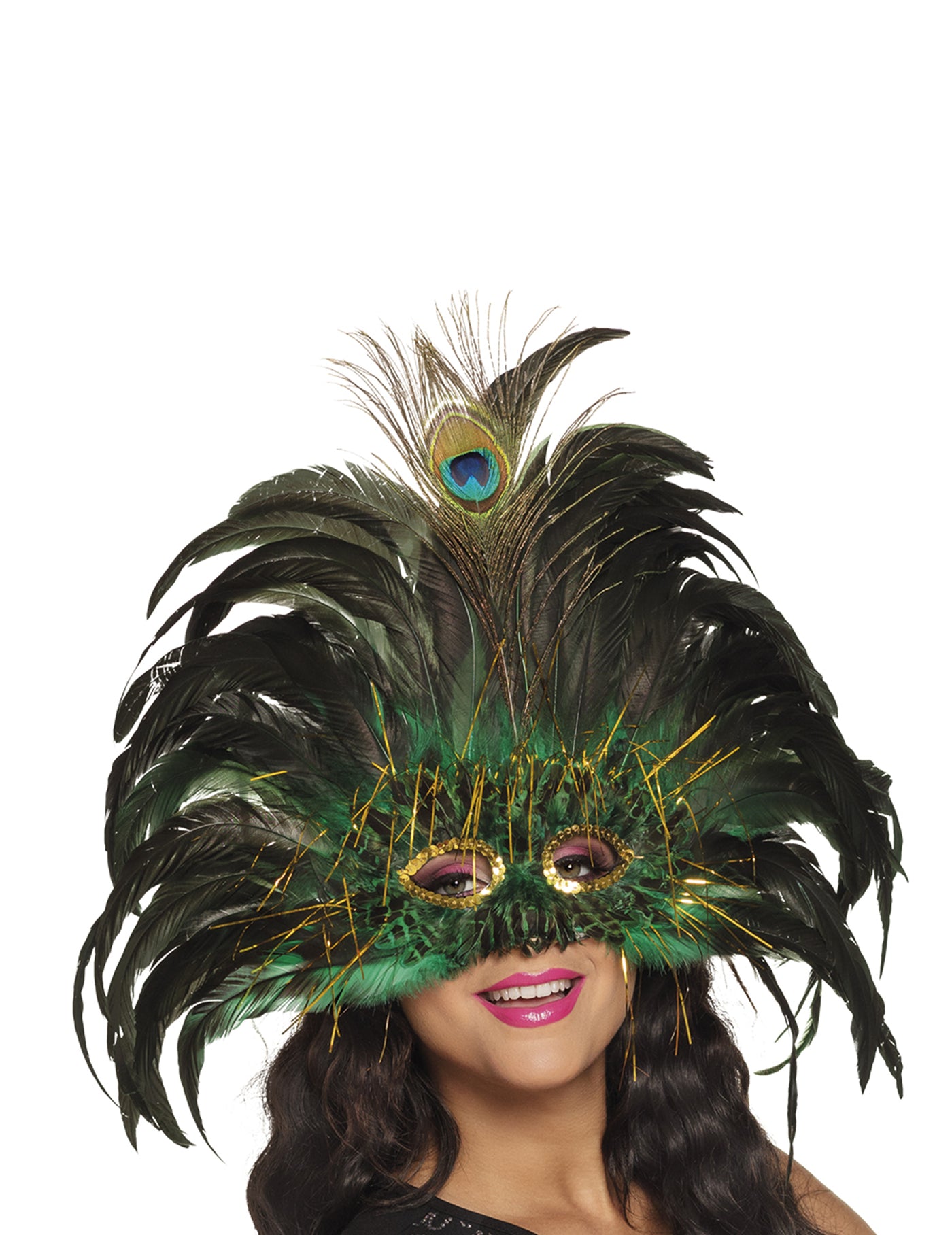 Loup paon vénitien avec plumes adulte