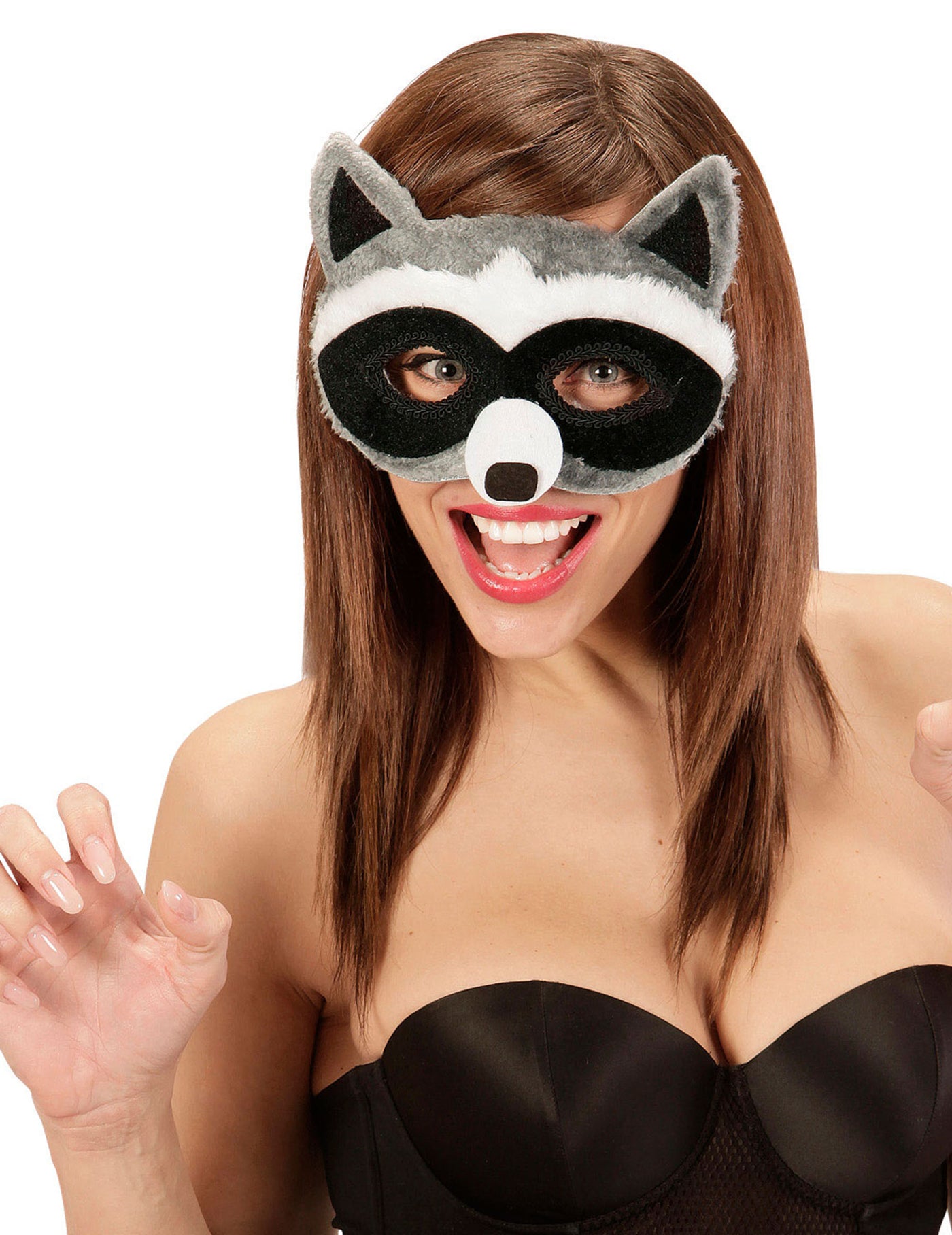 Loup peluche raton laveur adulte