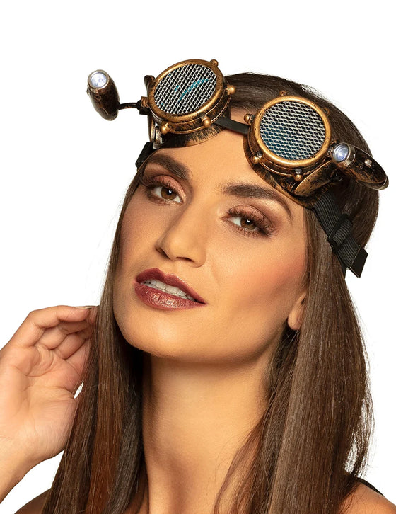Lunettes avec lumière frontale steampunk adulte