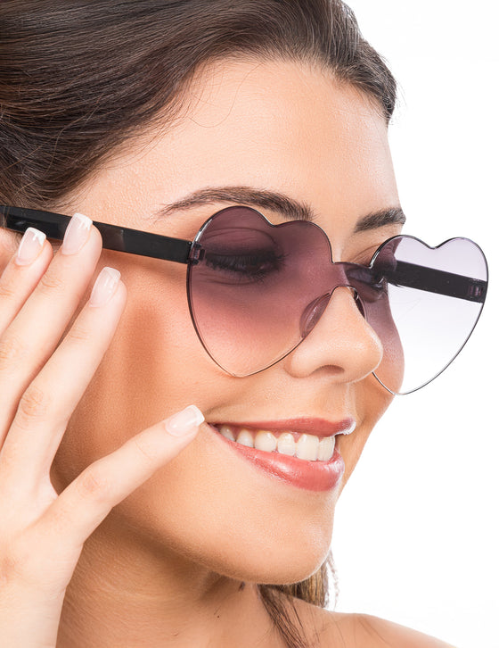 Lunettes cœur verres fumés noirs adulte