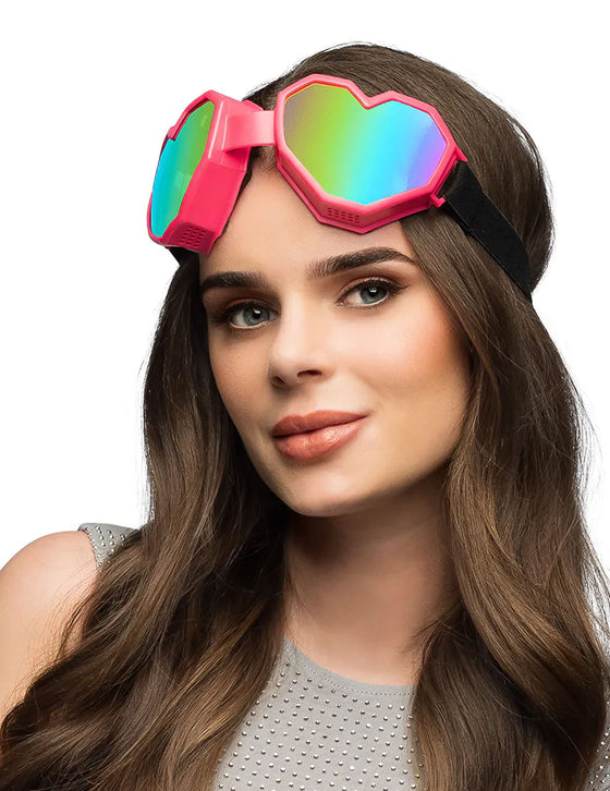 Lunettes de ski cœur roses adulte