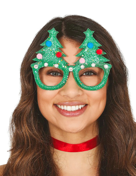 Lunettes humoristiques sapins de Noël adulte