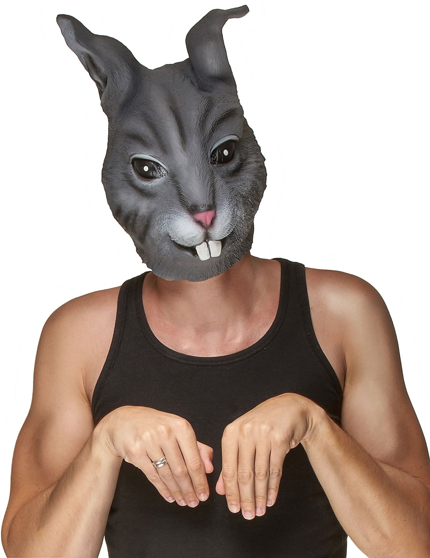 Masque latex lapin gris adulte