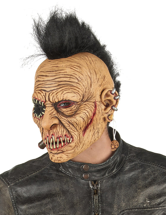 Masque latex punk à crête adulte