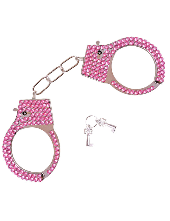 Menotte policière strass roses adulte