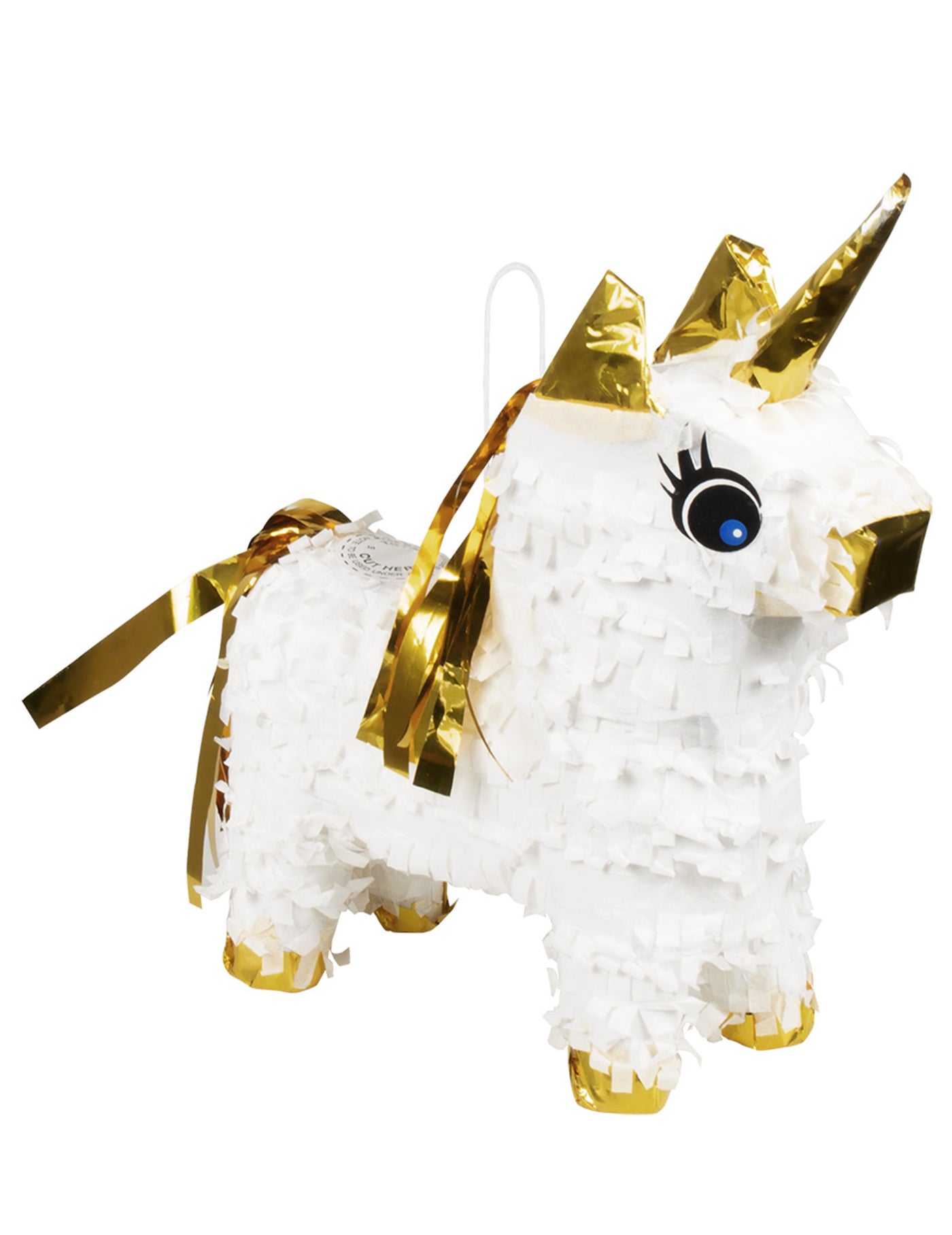 Mini piñata licorne blanc et or 21 x 17 cm