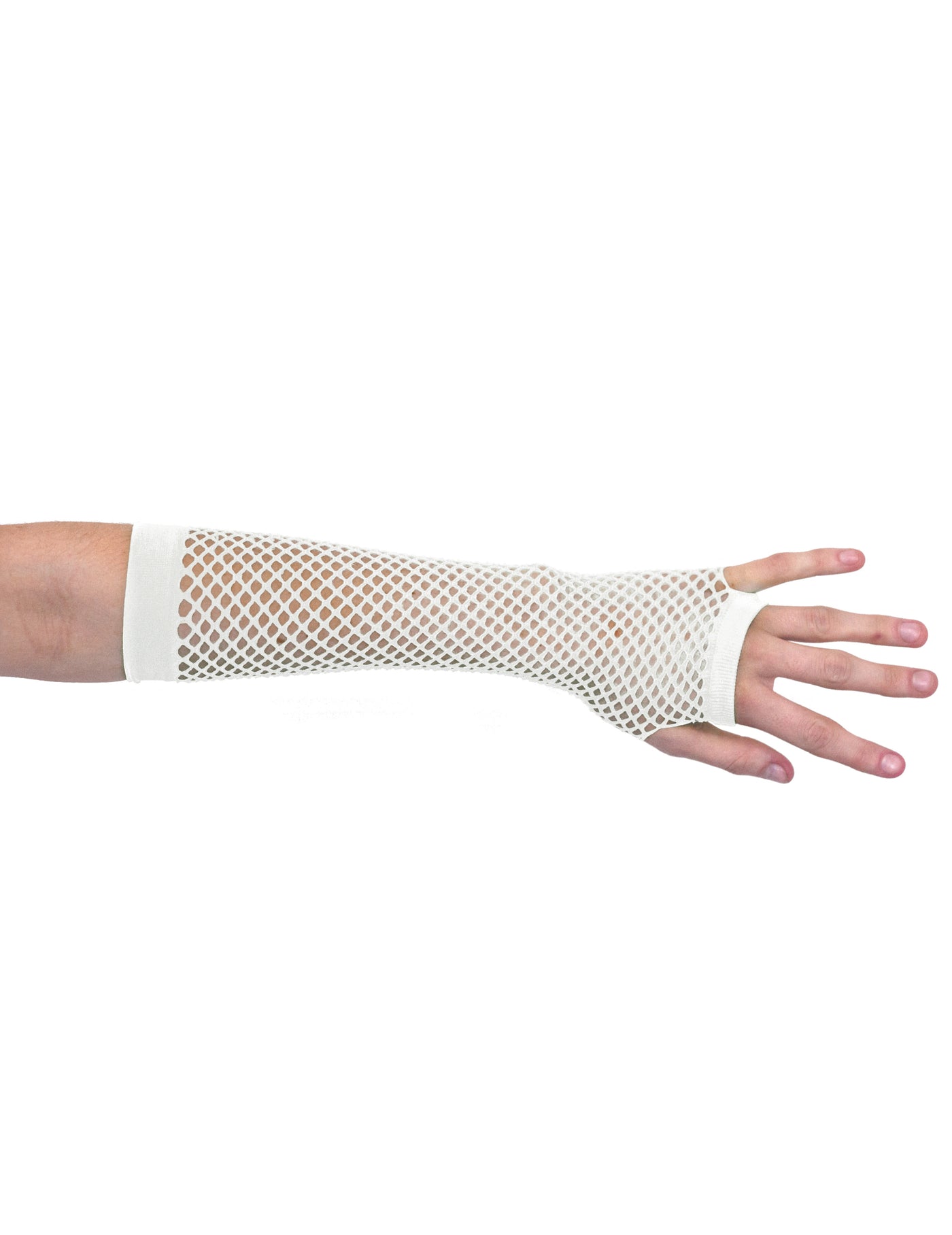 Mitaines longues blanches résille adulte