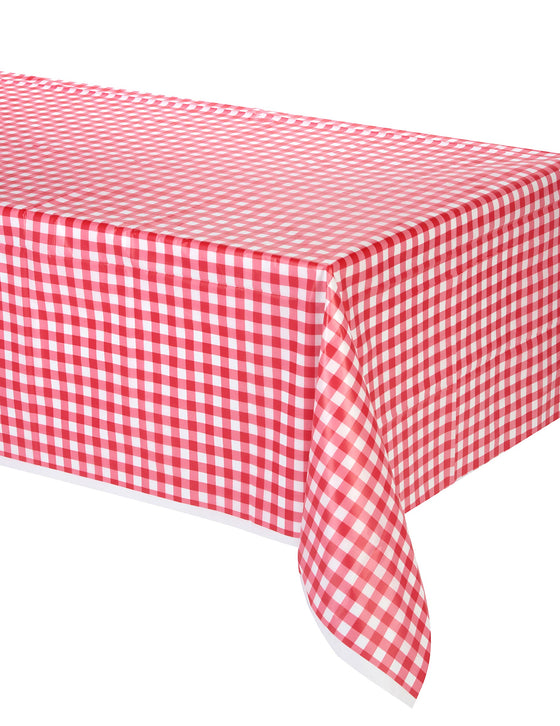 Nappe en plastique vichy rouge 137 x 274 cm