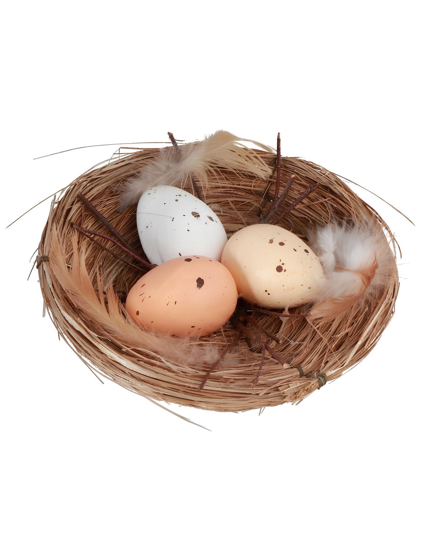 Nid naturel avec 3 ?ufs 12x4 cm