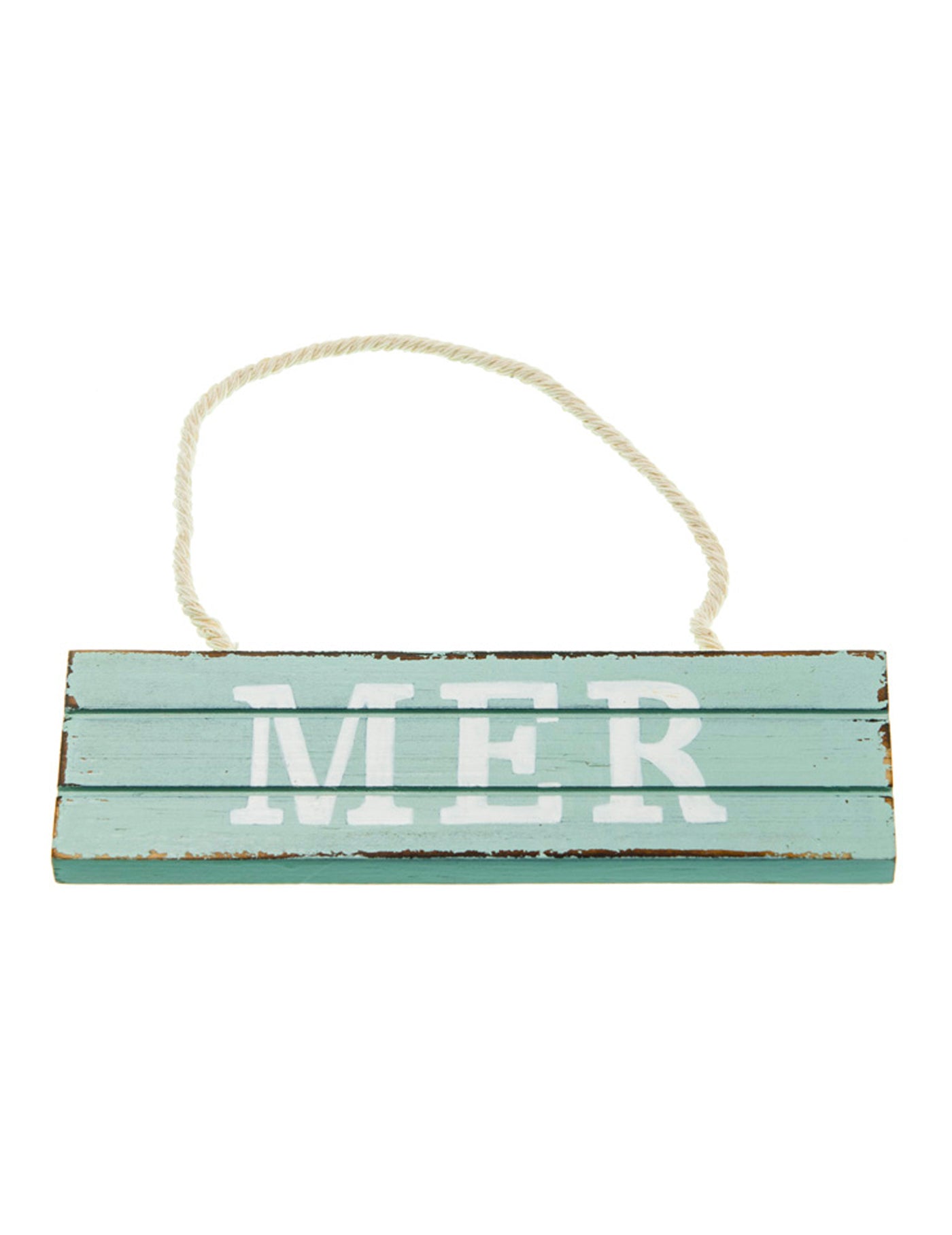 Pancarte à suspendre en bois mer bleue 15 x 4,5 cm avec ficelle