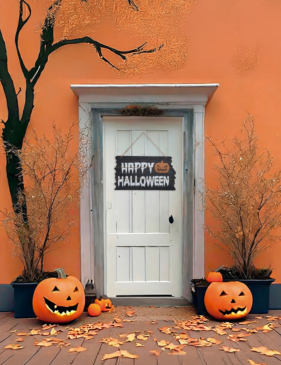 Pancarte en bois Happy Halloween 34 x 19 cm