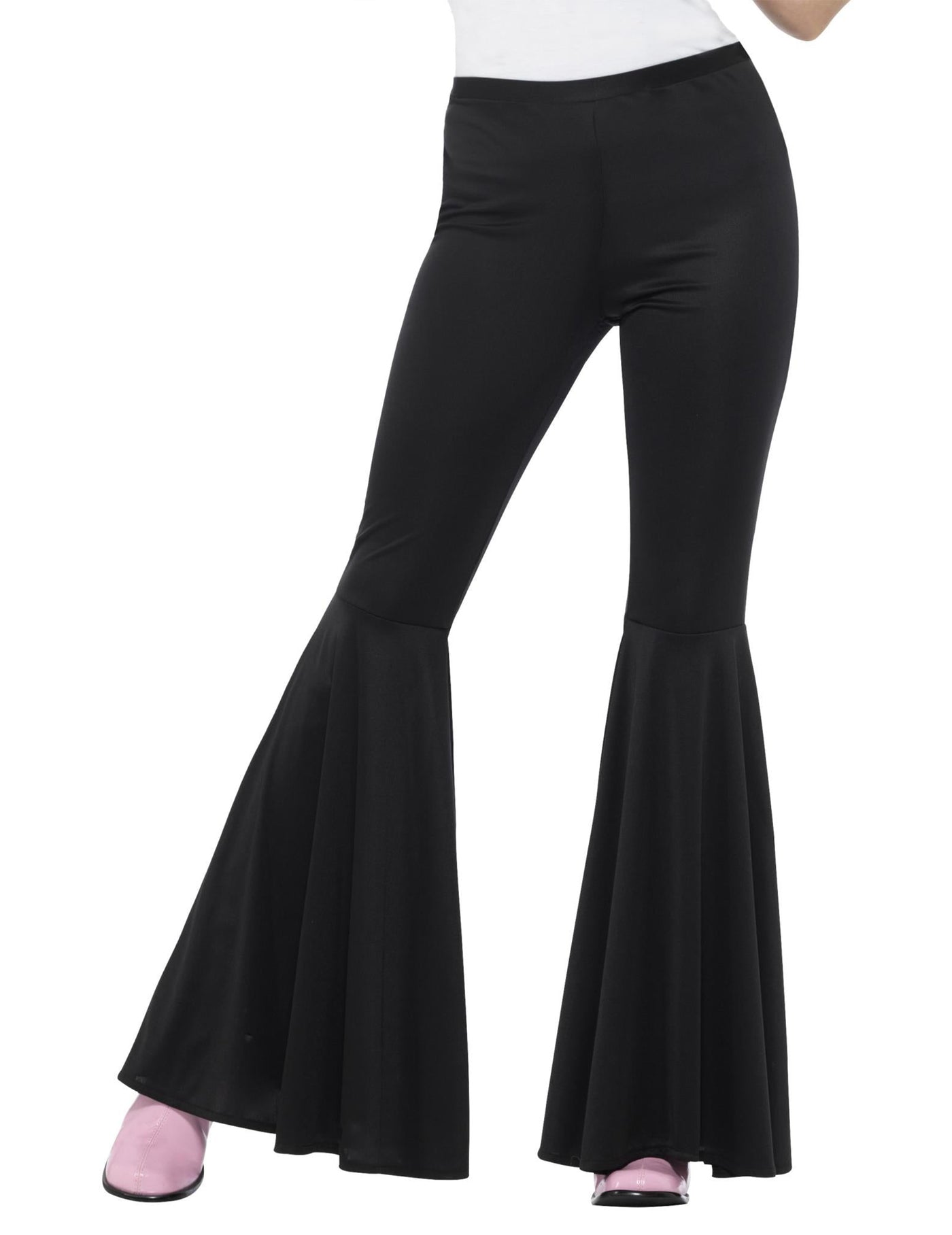 Pantalon disco noir pattes d'élephant femme