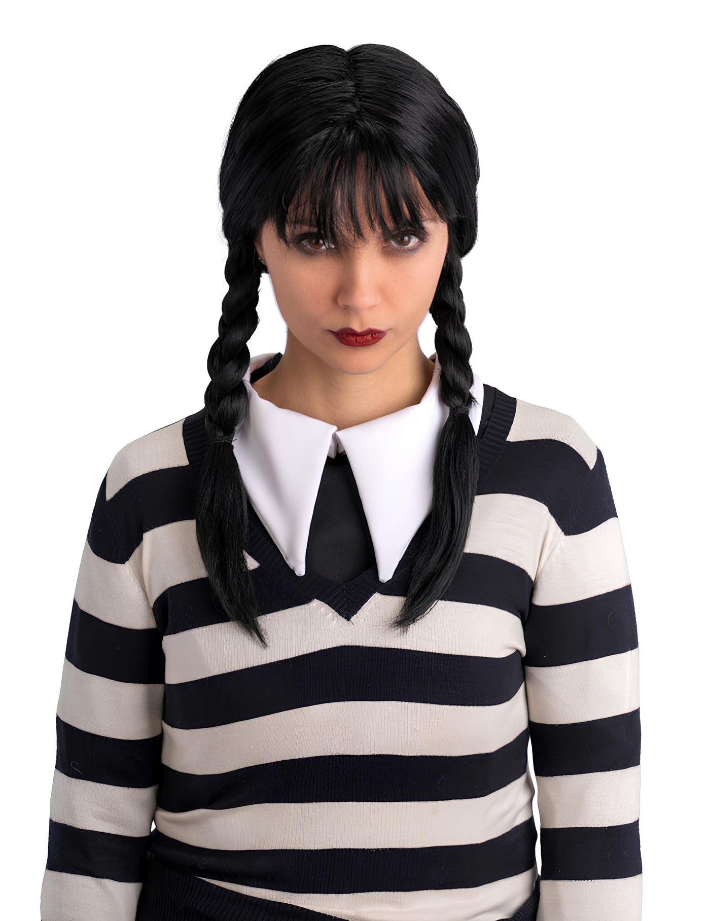 Perruque à tresses noires gothique femme