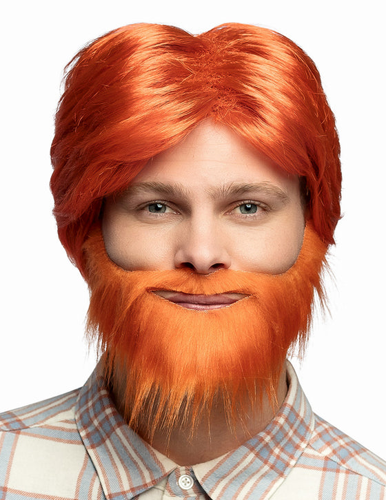 Perruque avec barbe et moustache rousse homme