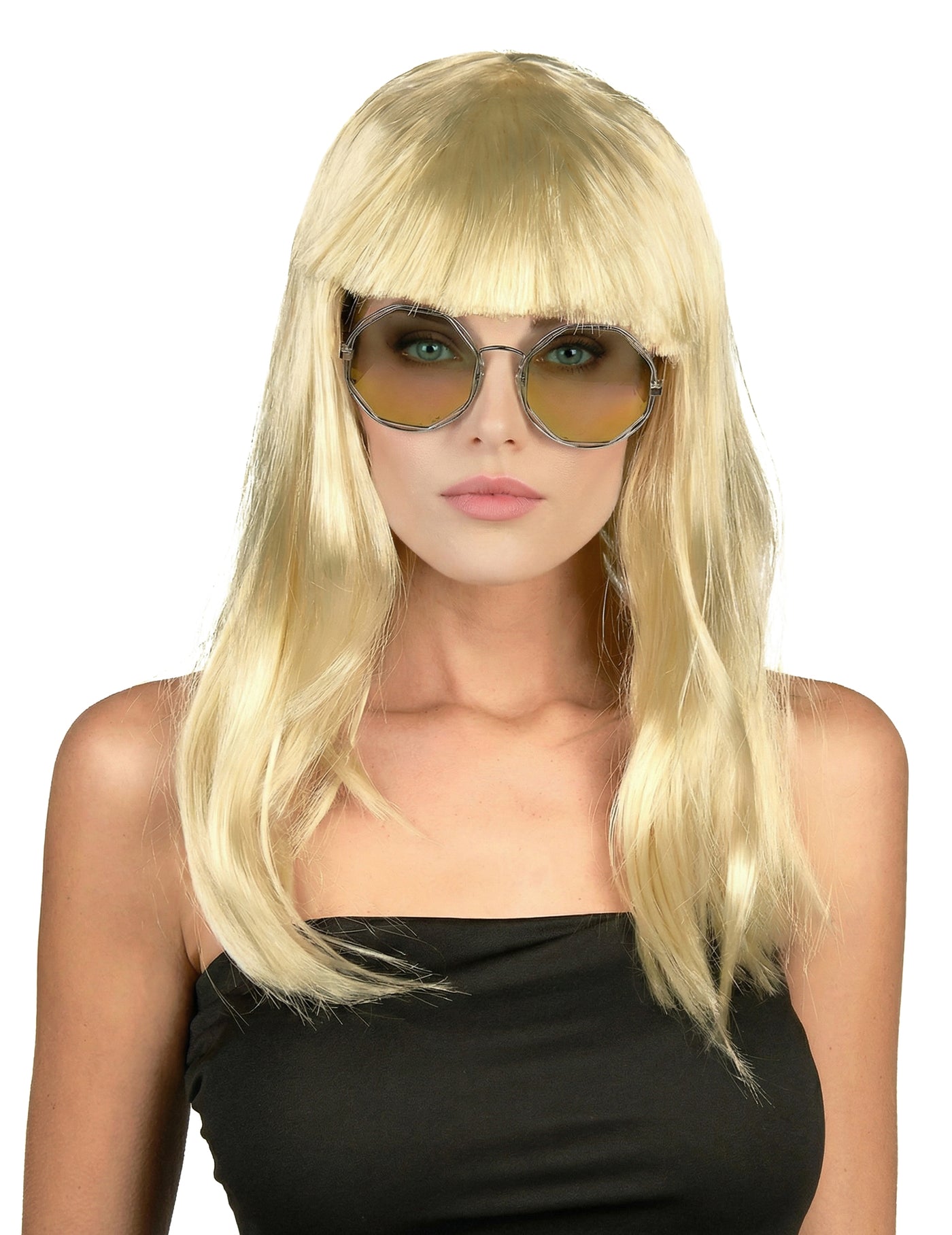 Perruque blonde avec frange femme