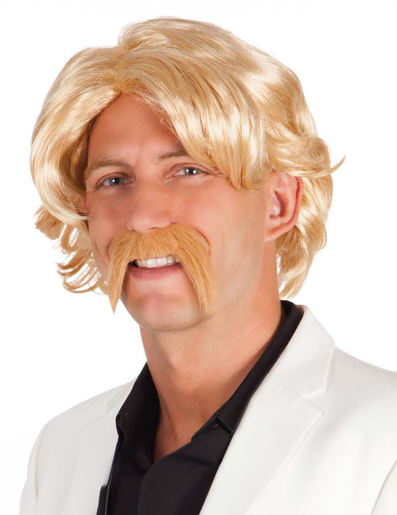 Perruque blonde avec moustache homme