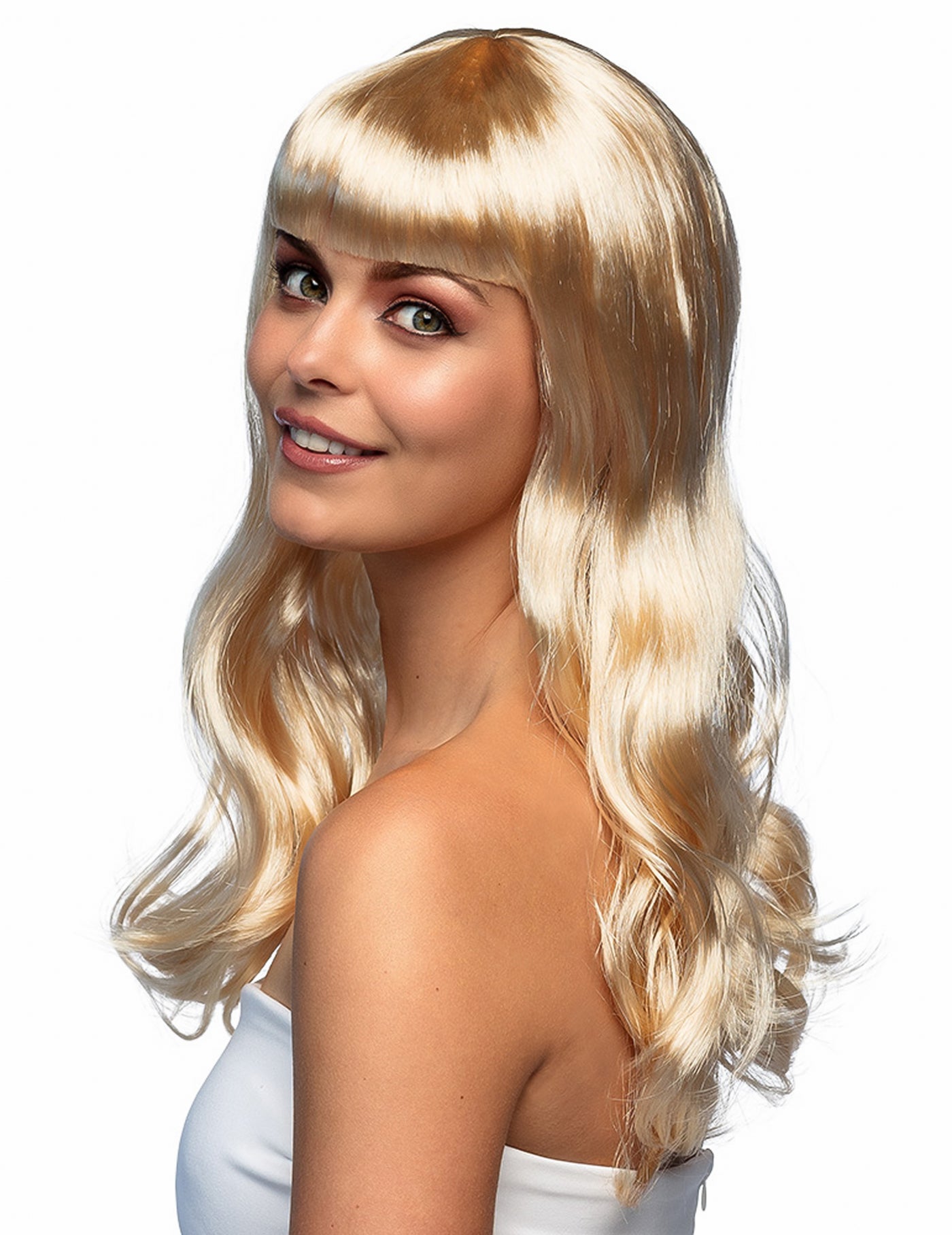 Perruque blonde dorée longue femme