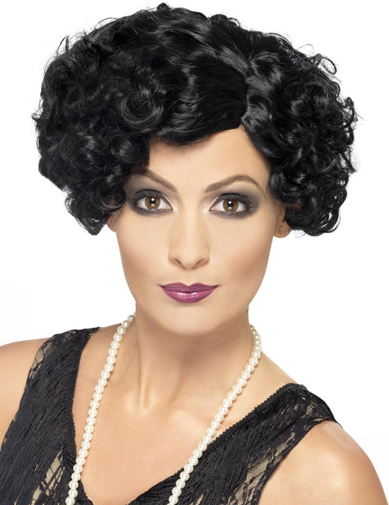 Perruque cabaret ondulée noire femme