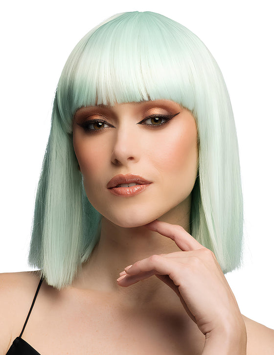 Perruque coiffable carrée menthe pastel luxe adulte