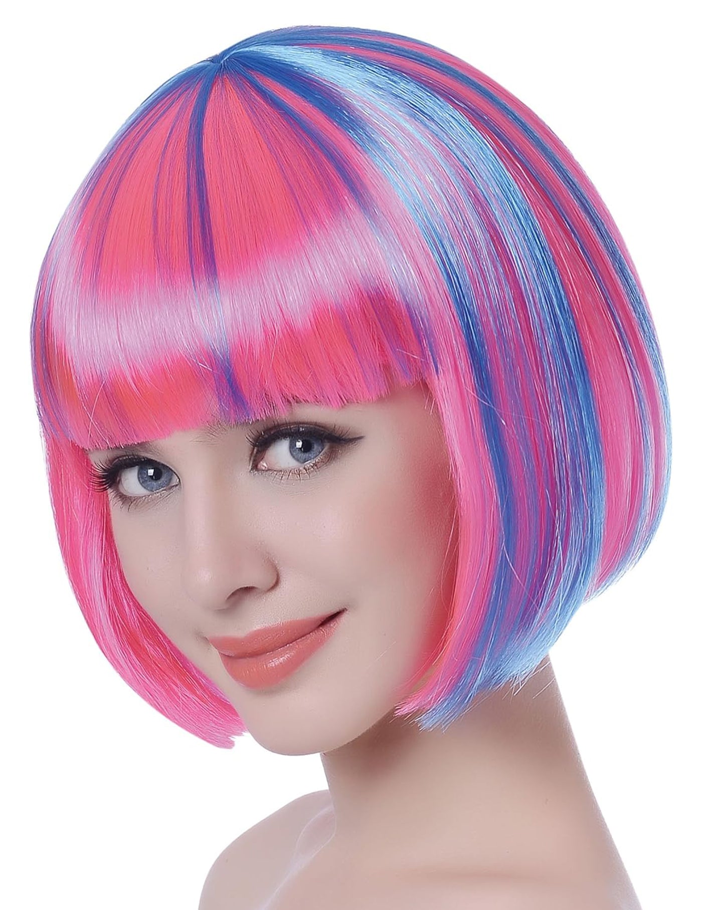 Perruque courte méchée multicolore femme