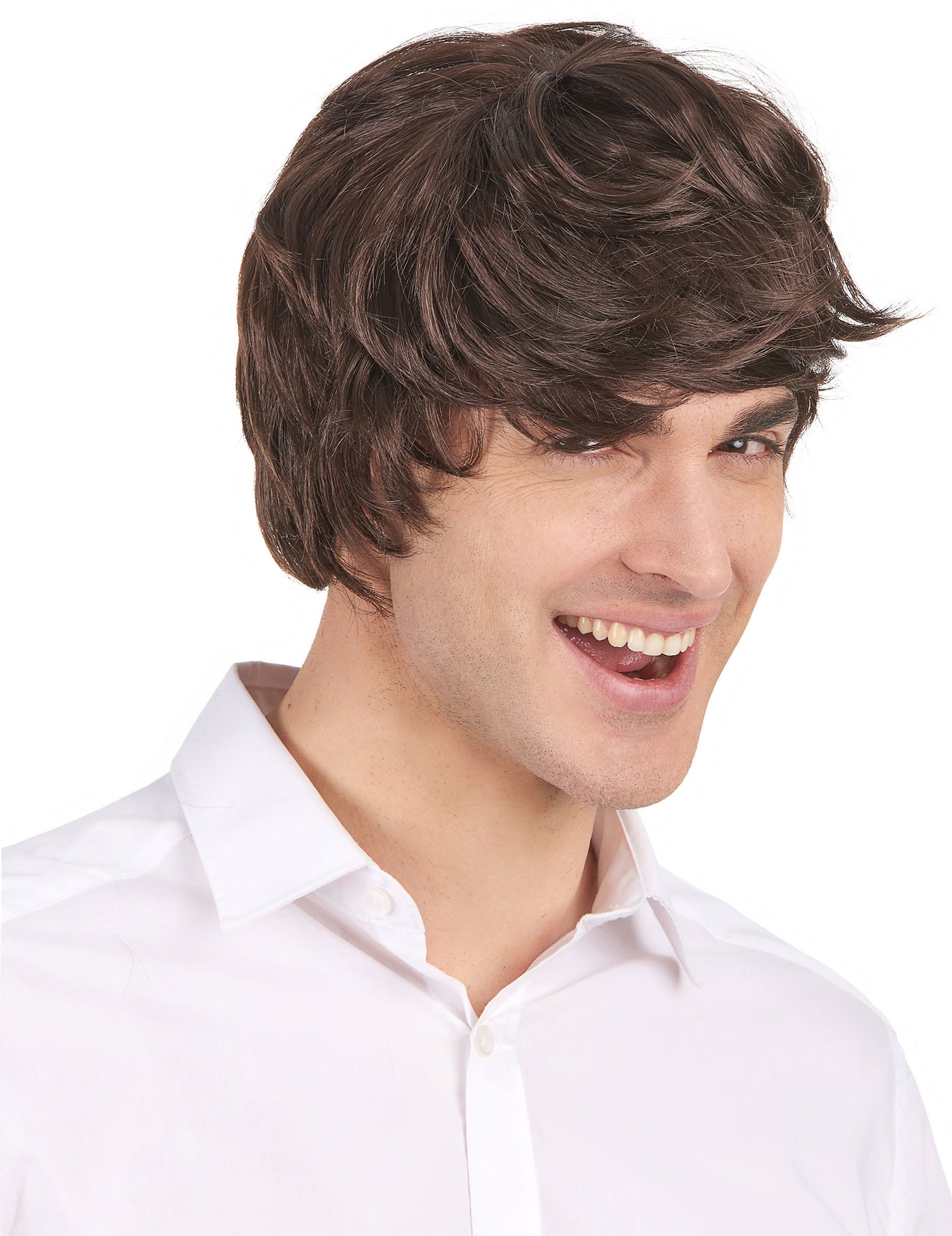 Perruque courte brune années 2010 homme