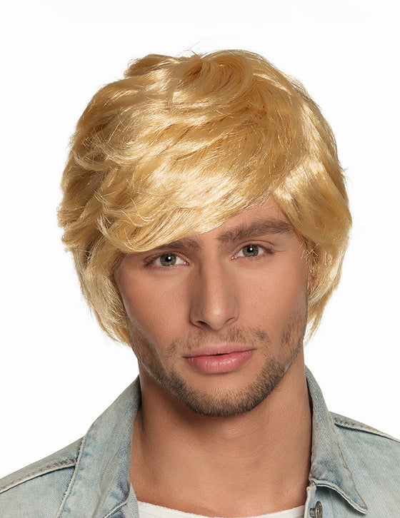 Perruque courte rétro blonde homme