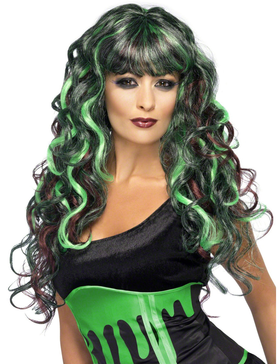 Perruque sirène verte et noire femme