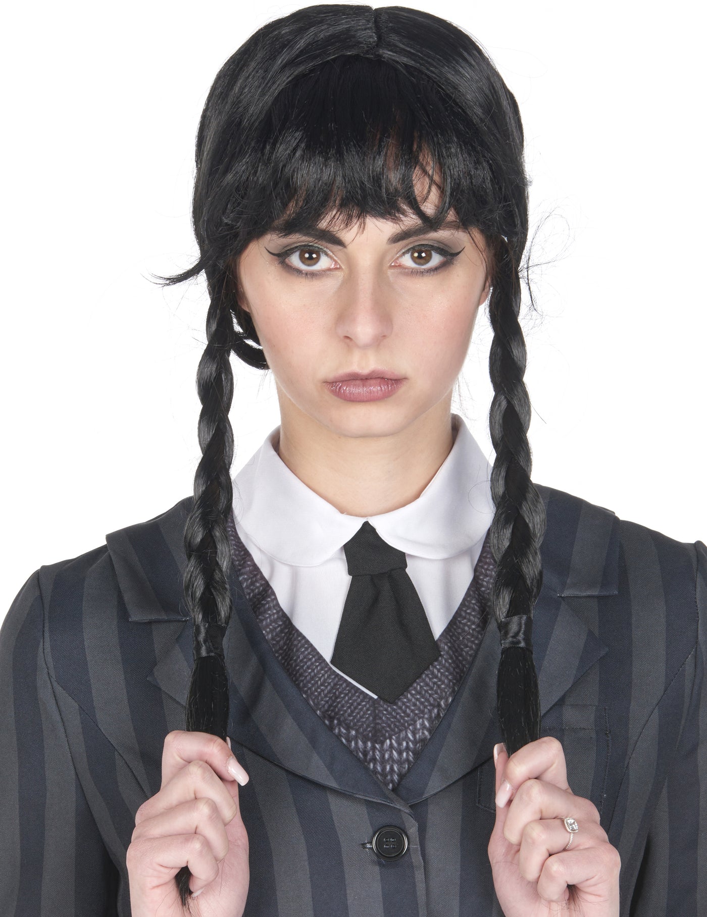 Perruque gothique à tresses noires adulte