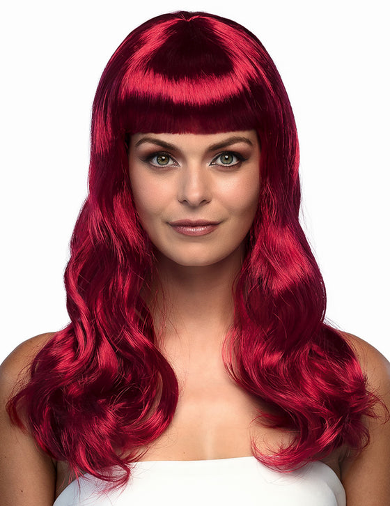 Perruque longue rouge foncée femme