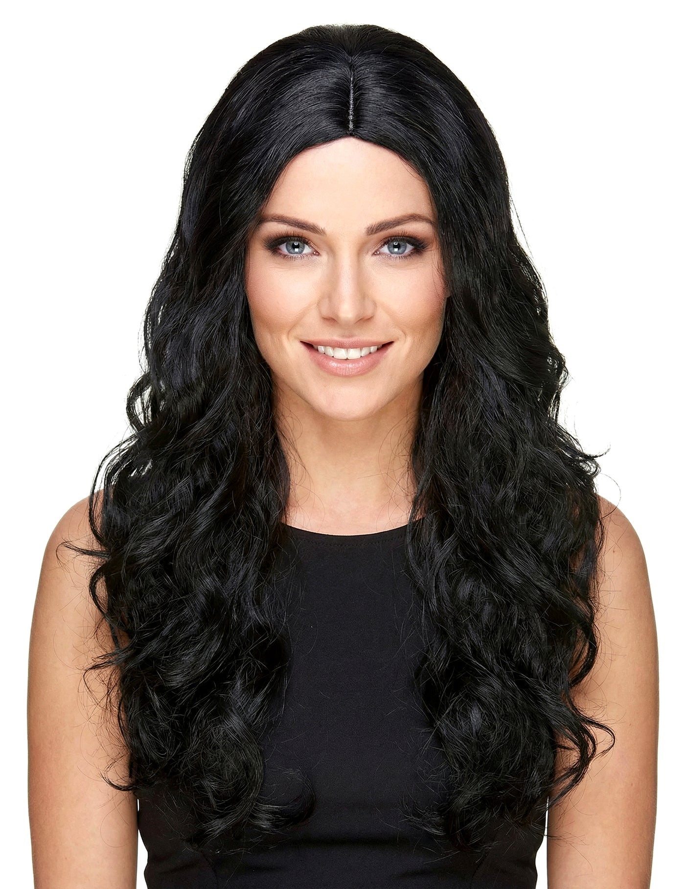 Perruque luxe noire longue bouclée femme - 251g