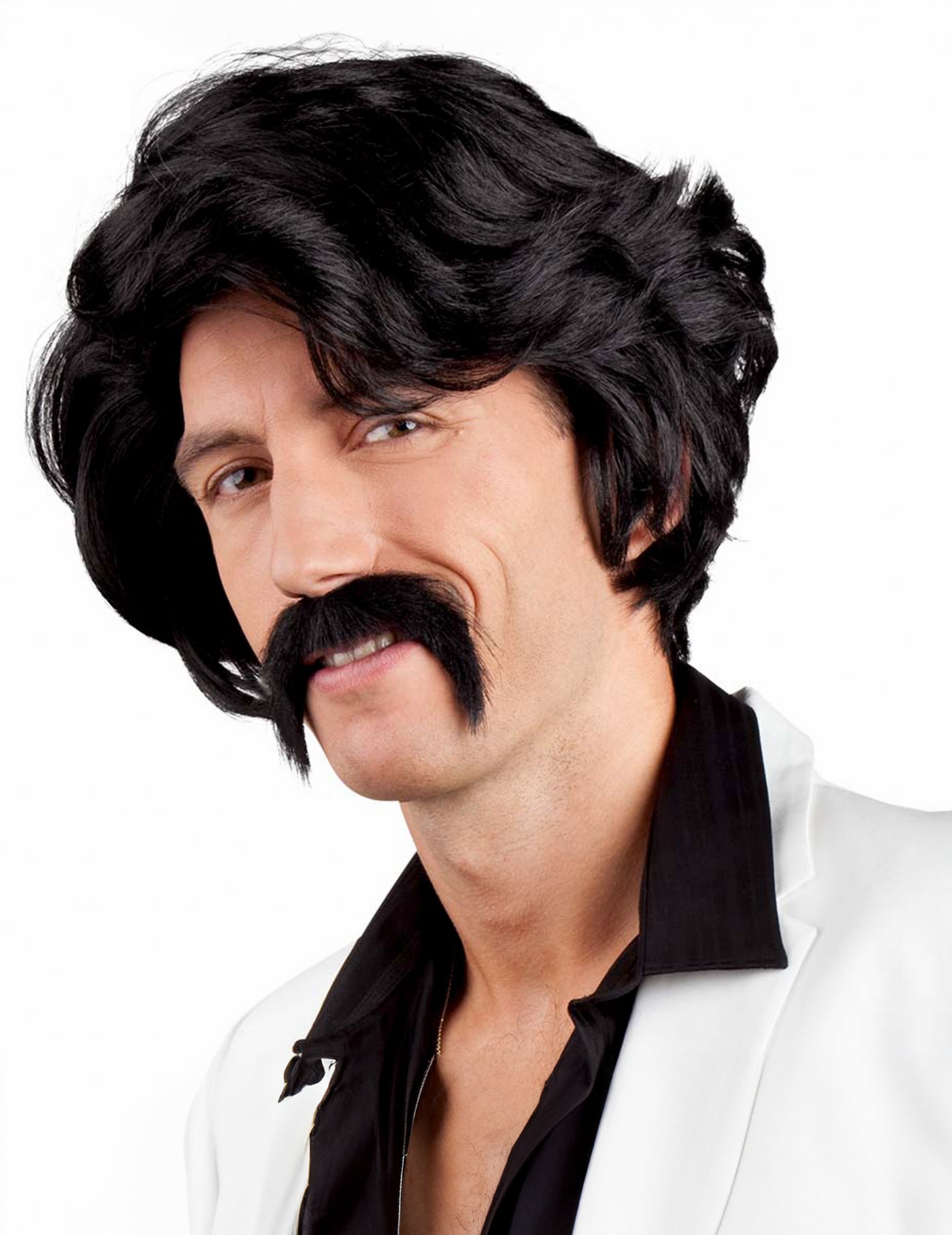 Perruque noire avec moustache homme