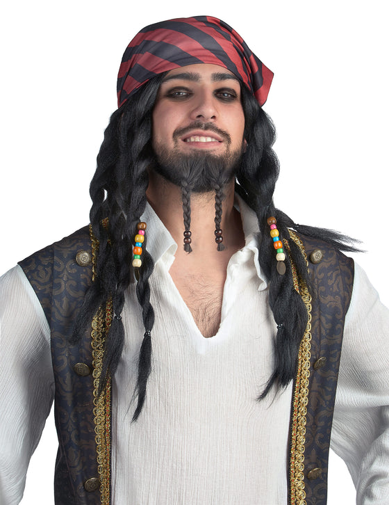 Perruque pirate à tresses adulte