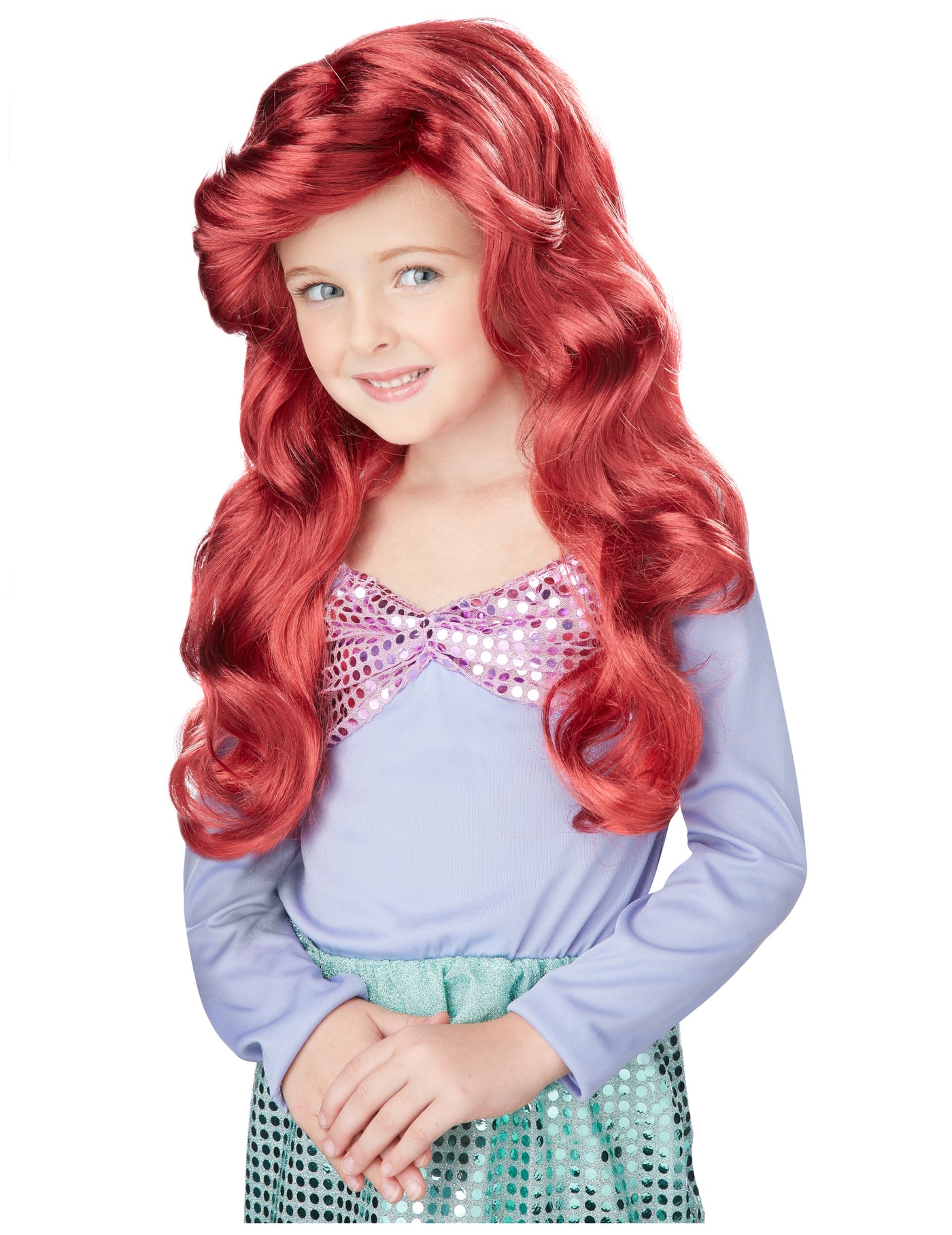 Perruque sirène longue rouge luxe fille