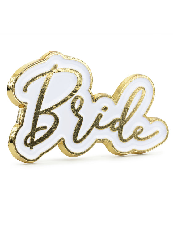 Pin's bride blanc et doré en métal pour evjf